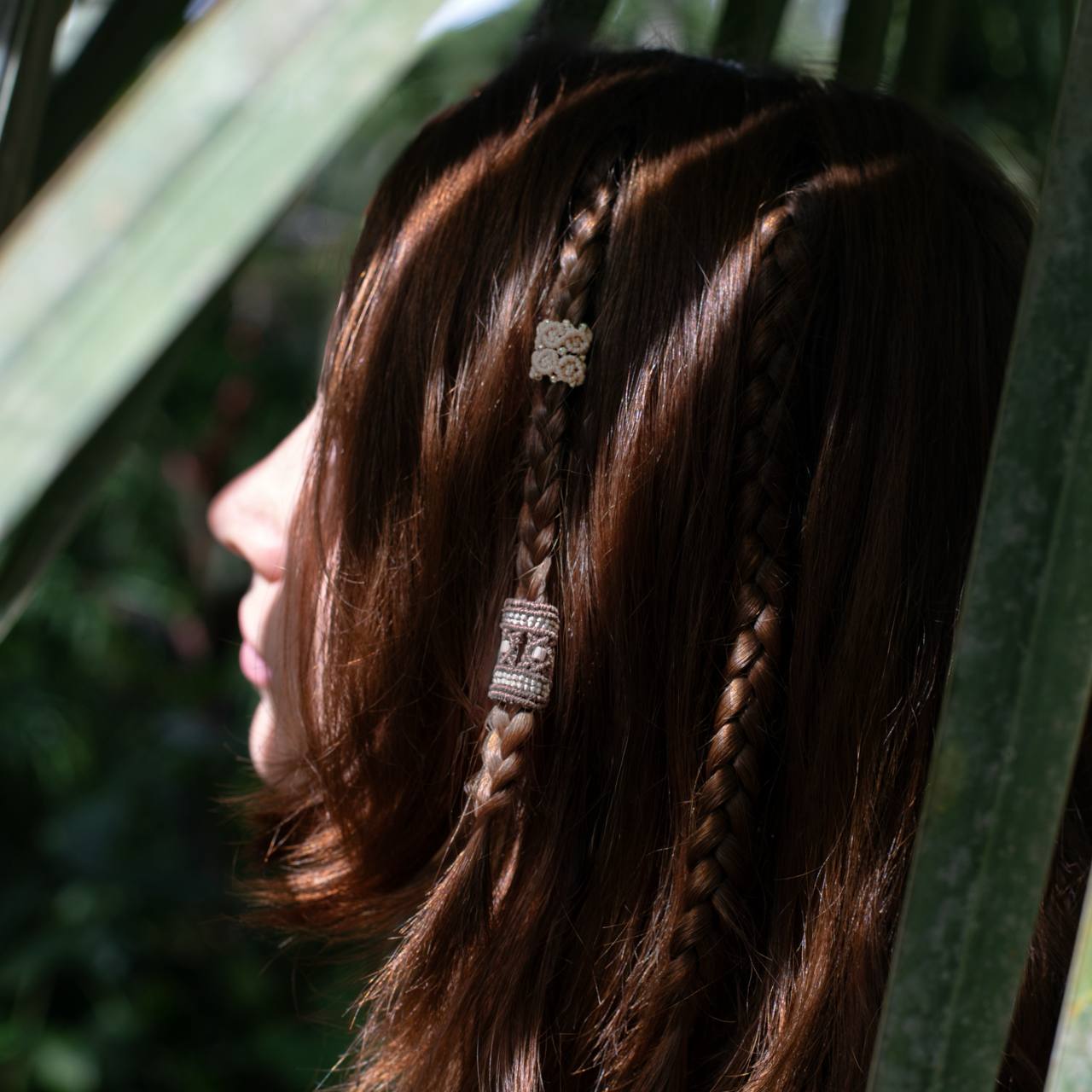 Boho beads on hair